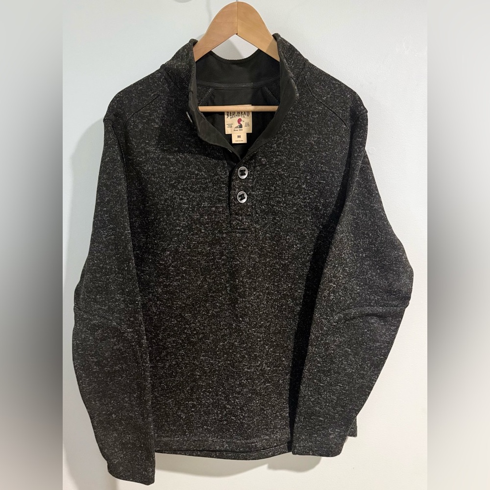 RedHead Charcoal Quarter Button Sweater